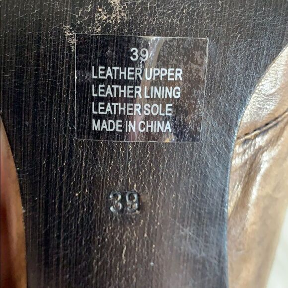 Anthro Blay Tan Washed Leather Heels Size 39/8.5 - Picture 5 of 7